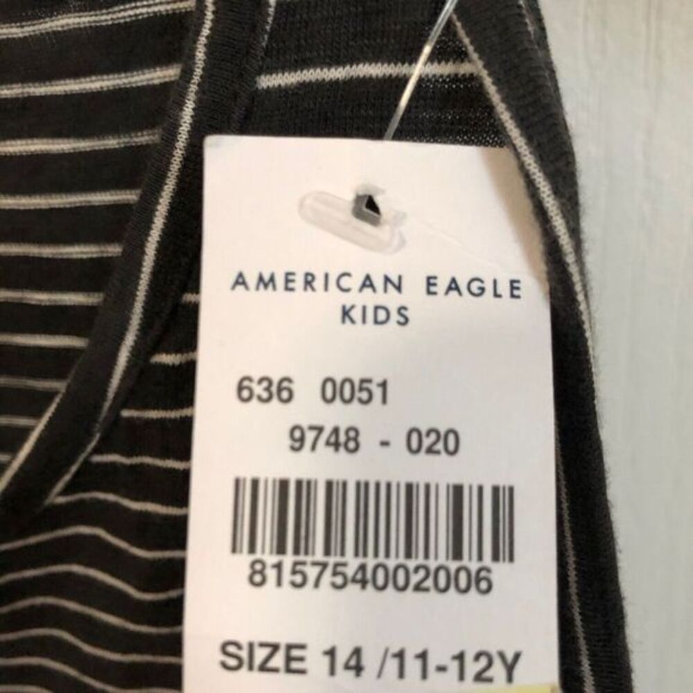 American‎ Eagle Kids Striped Tie-Hem Tank Top Black & White Size 14 Sleeveless - Picture 3 of 7